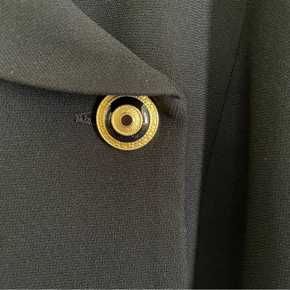 Vintage Talbots Black Double-Breasted Blazer w/ Gold & Enameled Buttons Size 4